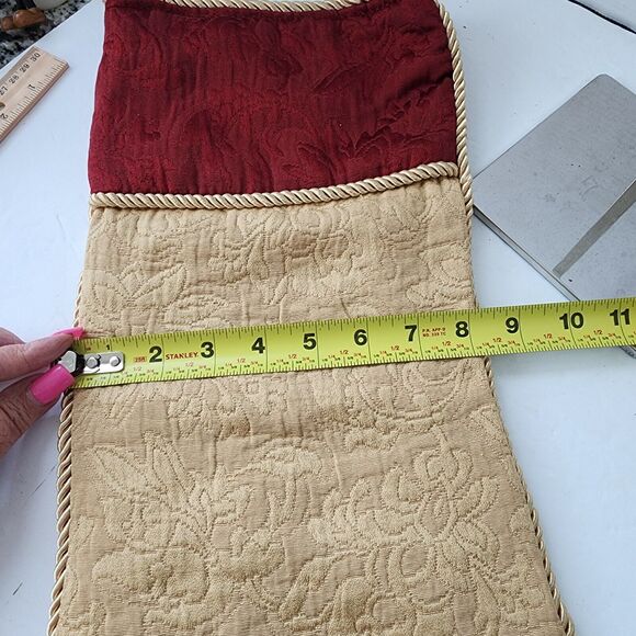 Rodeo Home Burgundy Gold Christmas Stocking Embroidered Baroque Extra Big